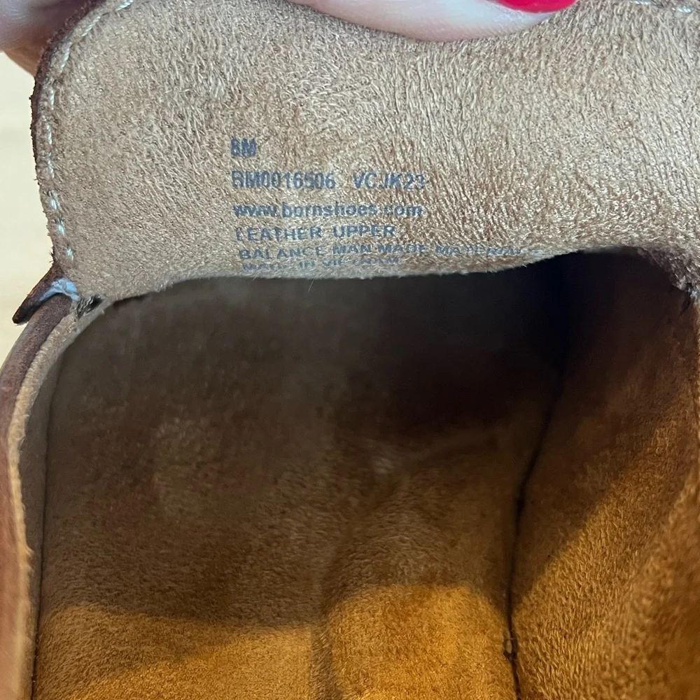 Born Brown Leather Slip-On Moccasin Loafers with White Sole size 8